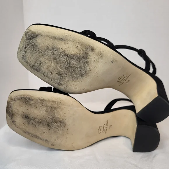 La Canadienne Pola black suede square stappy sandal 36 Stuart Weitzman soirée 35 - Picture 14 of 16